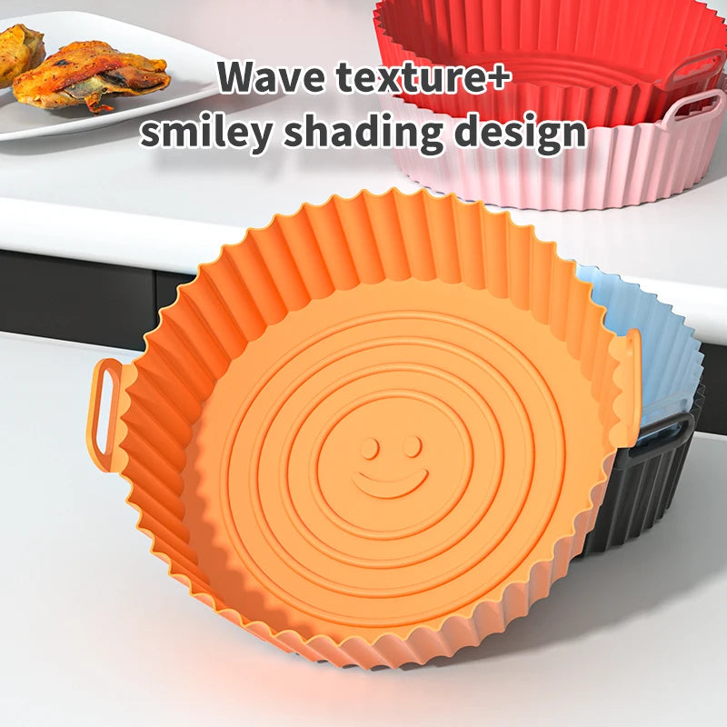 1 Pcs Air Fryer Silicone Basket Molde de Silicone Airfryer Forno Baking Tray Pizza Fried Chicken Basket Reusable Pan Liner Acessórios